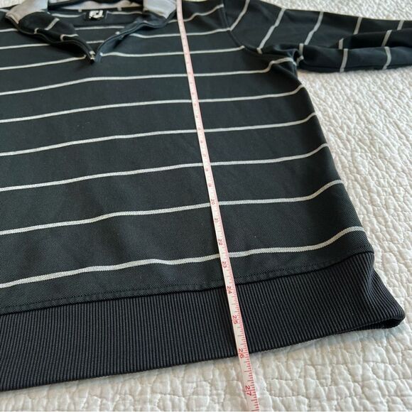 ✨ Footjoy Men’s Black White Striped Quarter Zip Golf Pullover Medium - Picture 11 of 11